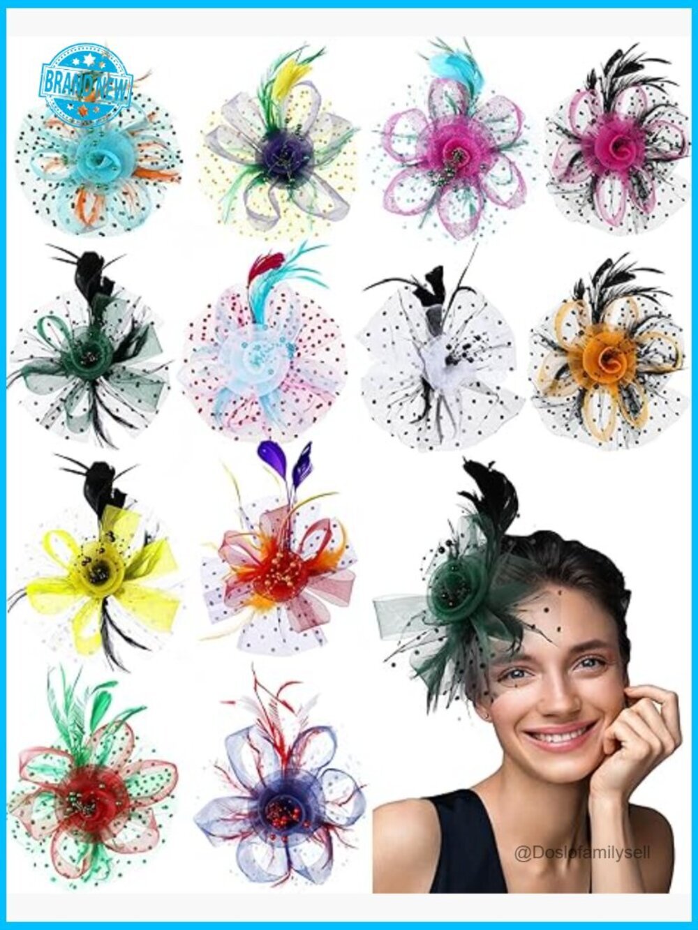 12 Piece Fascinator Hats Set - Mesh & Feather Headbands for Weddings Parties Tea